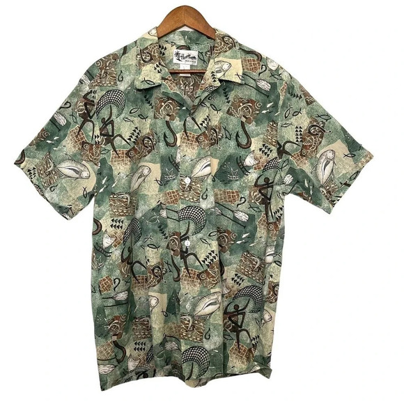 Vintage Howie Mens Hawaiian Button Up Shirt Size XL - Picture 1 of 4